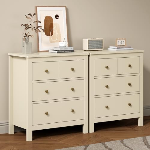 RoyalCraft 3 Drawer Nightstand, 27'' Wood Bedside Table with Storage Drawers, Modern Bedroom Storage Cabinet for Entryway, Hallway, Beige - color: Beige