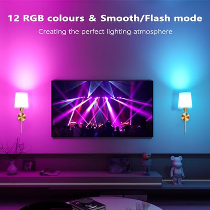 Battery Operated Wall Sconces Set of 2, Wireless Rechargeable Dimmable Wall Light with 5600mAh RGB Bulb and Remote for Bedroom, Living Room, Hallway, Gold, 19in - color: Gold, size: 19 Inch Set of 2