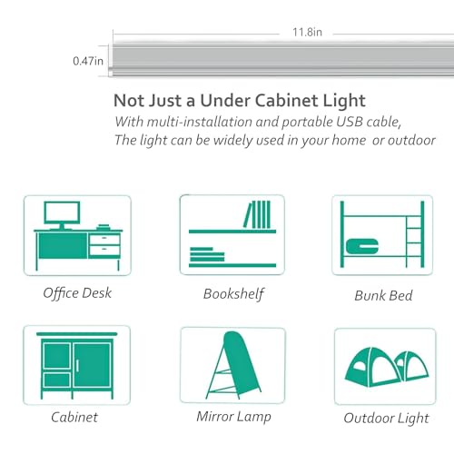 ASOKO Under Cabinet LED Light Bar 12" 3000K Warm Kitchen Lamp | ASOKO 12" Under Cabinet LED Light Bar, 3000K Warm White Plug in Counter Light for Kitchen Desk Closet - color: Warm White, size: 12Inch-Standard
