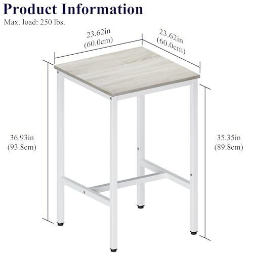 Lutown-Teen Square Bar Table, High Top Table - Industrial Metal Frame for Small Spaces & Narrow Kitchens, 23.6x23.6x36.9 in (LxWxH), Easy Assembly, Beige and White - color: Beige + White
