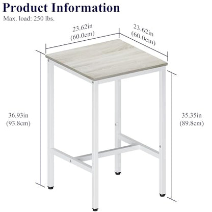 Lutown-Teen Square Bar Table, High Top Table - Industrial Metal Frame for Small Spaces & Narrow Kitchens, 23.6x23.6x36.9 in (LxWxH), Easy Assembly, Beige and White - color: Beige + White