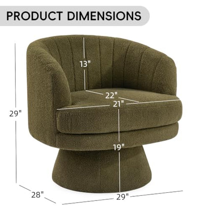 Swivel Accent Chair with Armrest, Modern 360 Degree Swivel Barrel Chair with Curve Back and Soft Cushion,Comfy Round Sherpa Teddy Armchair Single Sofa for Living Room,Bedroom, Green - color: Green