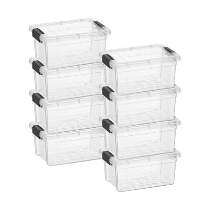 Superio Clear Storage Bins with Lids, 3 Quart BPA Free Plastic Containers, Transparent Boxes for Organizing, Stackable Crates, Organizer Totes for Home, Office, School, and Dorm - size: 3.5 Qt, style: 8 Pack