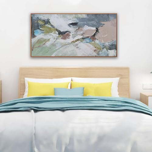 Abstract Wall Art Canvas Pink Green Abstract Wall Decor Paintings 20"x 40" Framed Colorful Modern Artwork for Living Room Bedroom Kitchen - color: pink green, size: 40"L x 20"W