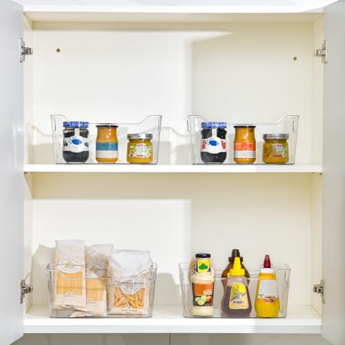 Clear Plastic Storage Bins - 12 Pack Pantry Organizers and Storage, Clear Pantry Organizer Bins, X-Large Plastic Containers with Handle for Kitchen, Cabinet, Bathroom, Classroom Organization - size: X-Large