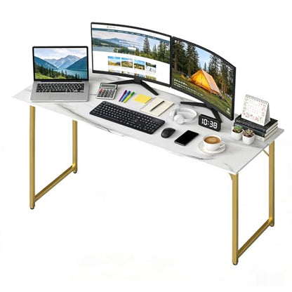 BestOffice Computer Desk,Home Office Desk, Modern Simple Style for Home Office Study Writing (Gold, 63 Inch) - color: Gold, size: 63 Inch