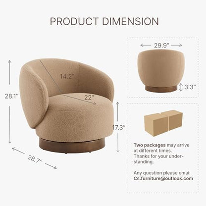 KISLOT Swivel Barrel Accent Chair, Boucle Fabric, Sand, 2-Pack | Modern Style, Upholstered, for Living Room/Bedroom/Waiting Room - color: Sand, size: Pack of 2