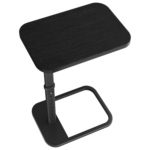 Kitstorack TV Tray Table, Adjustable Height & Rounded Metal Corners, Snack Table for Couch, Sofa, Bed, Chair, Living Room, C Shaped End Side Table for Eating, Dinner or Laptop, Small Spaces, Black - color: Black, style: Standard