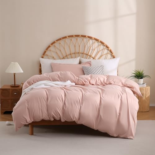 JSD Dusty Pink Duvet Cover Set Twin Size | 2 Piece Kids Duvet Cover with Pillow Sham Zipper Closure, Comforter Not Included, Oeko-Tex Certified - color: Dusty Pink, size: Twin