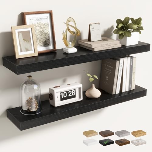 Acovy 30 Inch Floating Shelves for Wall 2 Pack, 30" Wall Shelves for Books, Storage, Decor, Wall Mounted Floating Shelf with Invisible Brackets for Kitchen, Living Room, Black - color: Black, size: 6.5"Wx30"L-2pcs