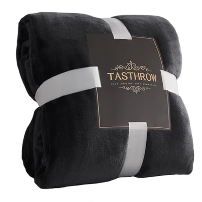 TASTHROW Large Flannel Fleece Throw Blanket, 50×70 Inch - Black | Cozy Lightweight Thick Blanket - All Seasons Suitable for Women, Men and Kids (Two Pack) - color: Black, size: Two Pack 50"x70"