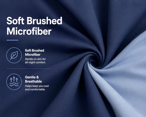 EVOLIVE Microfiber ReversibleComforter Full/Queen (Navy/Light Blue) | Soft brushed microfiber with down-alternative fill offers medium-weight warmth, box stitching, and easy machine care - color: Navy/Light Blue, size: Full/Queen