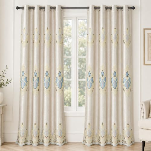 Simple Chenille Jacquard Blackout Window Elegance Curtains/Drapes/Panels/Treatments for Bedroom Living Room,Top Grommets, Two Panels, W54 x L96 inch - color: C1, size: 54"W x 96"L (Pack of 2)