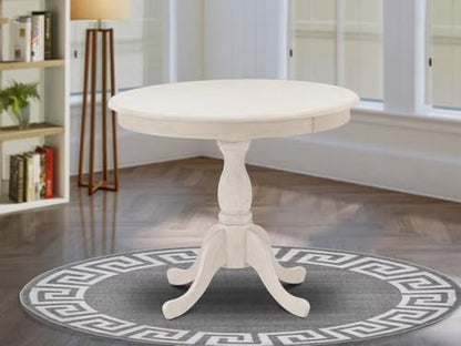 East West Furniture AMT-ABC-TP Antique Modern Kitchen Table - a Round Dining Table Top with Pedestal Base, 36x36 Inch, Butter Cream - color: Butter Cream