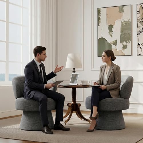 360° Swivel Accent Chairs, Modern Chenille Upholstered Boucle Dining Chair with Back, Vanity Chair Accent Armchair Side Chairs for Dining/Living Room, Bedroom, Gray - color: Grey, size: 1 Chair