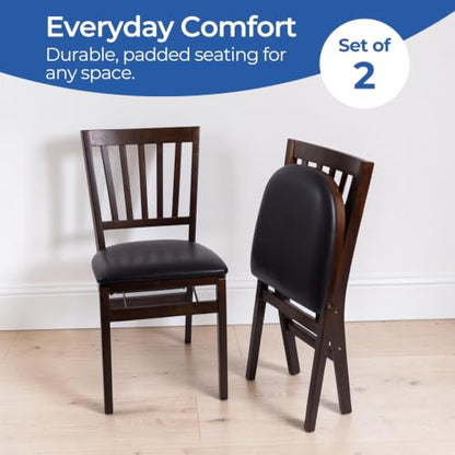 Stakmore School House Folding Chair, Walnut (Set of 2) - color: Brown