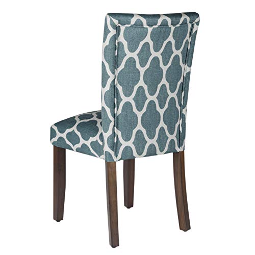 HomePop Parsons Classic Upholstered Accent Dining Chair, Set of 2, Teal and Cream Geometric - color: Teal and Cream, style: Pack of 2