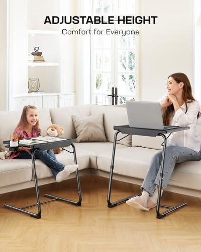 TV Tray - TV Table for Eating, Folding Table Trays with 6 Height & 3 Tilt Angle, TV Tray Table with Cup Holder, Dinner Tray for Eating or Working on Couch, Bed, Living Room, Home & Office - size: 1pcs
