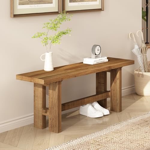 Reclaimed Solid Wood Bench, 43.3" Farmhouse Entryway Bench | Narrow Indoor Bench with Rustic Charm, Hallway, Kitchen, Dining, Bedroom - size: 43.3 Inch