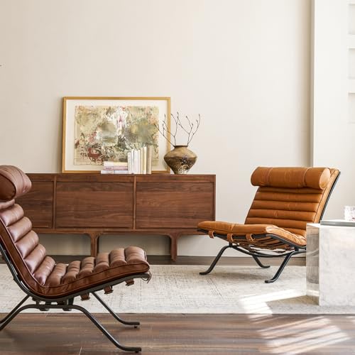 Imitation Leather Upholstered Armless Chair Modern Design Luxury Lounge Chair (Dark Brown) - color: Dark Brown