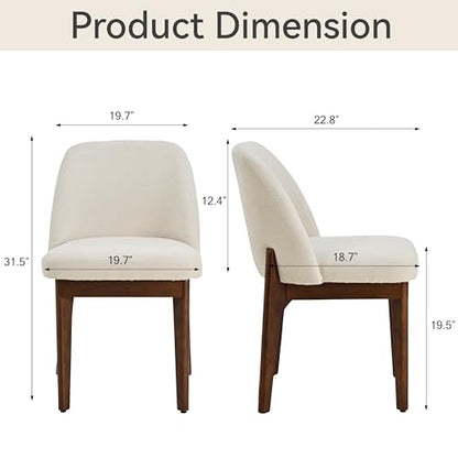 VKNOW Upholstered Wooden Dining Chairs Set of 2 with Modern Fabric, Beige | Modern Dining Room Chairs with Wood Legs, Kitchen Chairs for Restaurant, Living Room, No Wobble - color: Beige-brown Leg, size: 2 PCS