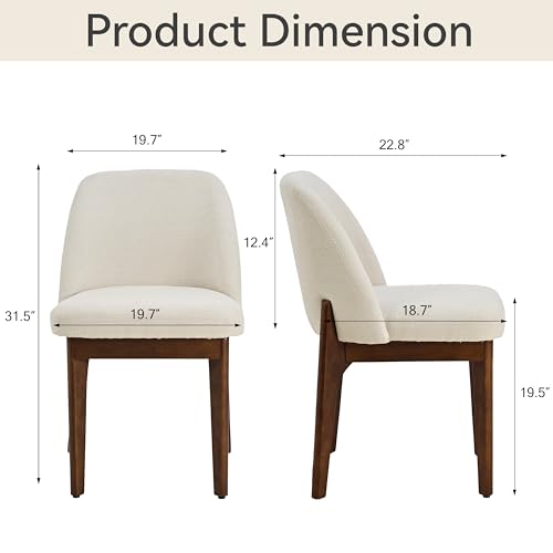 VKNOW Upholstered Wooden Dining Chairs Set of 2 with Modern Fabric, Beige | Modern Dining Room Chairs with Wood Legs, Kitchen Chairs for Restaurant, Living Room, No Wobble - color: Beige-brown Leg, size: 2 PCS