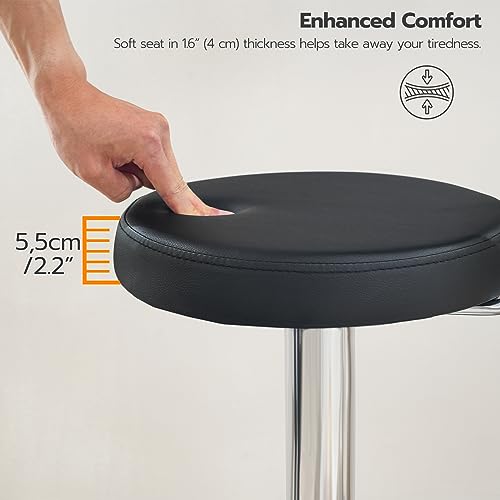 HOOBRO Height Adjustable Rolling Stool, 360° Rotating Drafting Chair, Multi-Purpose Office Desk Chair, Rolling Swivel Salon Stool Chair, for Barber Shop, Nail Salon, Office, Black SB01BY01G1