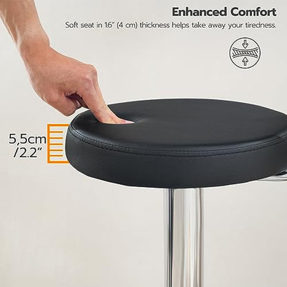 HOOBRO Height Adjustable Rolling Stool, 360° Rotating Drafting Chair, Multi-Purpose Office Desk Chair, Rolling Swivel Salon Stool Chair, for Barber Shop, Nail Salon, Office, Black SB01BY01G1