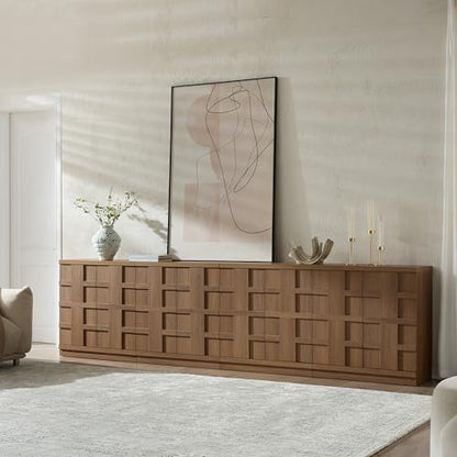VividVibe Sideboard Buffet Cabinet with Storage, 62.6”W Credenza Storage Cabinet, Large Cabinet with 6 Compartments, Console Table for Dining Room, Kitchen, and Living Room, Entryway (Brown Oak) - color: Brown Oak