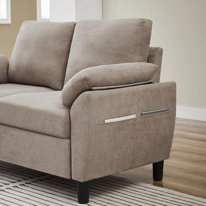 Small Loveseat Sofa, 57" Mid Century Modern Love Seat, 2 Seater Couches for Living Room, Bedroom, Small Spaces, Beige - color: Beige