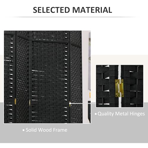 HOMCOM Room Divider 6 Panel Folding Privacy Screen 5.6' Tall Nature Wood | Freestanding Partition, Home Office, Bedroom - color: Black, size: 6 Panel