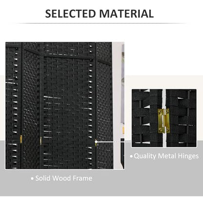 HOMCOM Room Divider 6 Panel Folding Privacy Screen 5.6' Tall Nature Wood | Freestanding Partition, Home Office, Bedroom - color: Black, size: 6 Panel