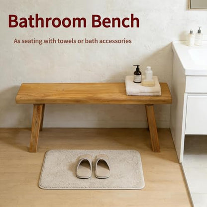 Wood Bench Indoor Farmhouse Skinny Entryway Bench Hallway Foyer with Sturdy | Rustic Indoor Bench End of Bed, Norrow Solid Wood Benches for Bedroom Living Room 31.4 x10.2 inch - size: 31.49in
