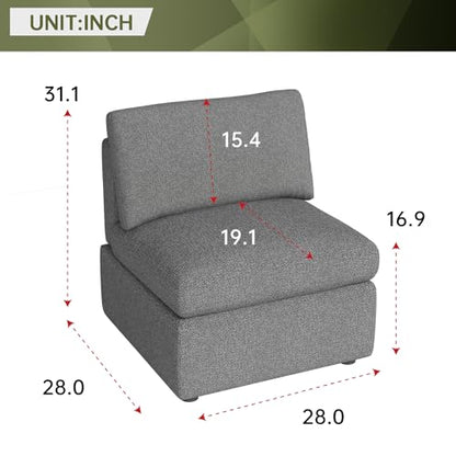 PayLessHere Single Sofa Couch Convertible Sofa 1-Seat Sofa Modular Sectional Sofa Couch for Living Room Bedroom Office,Gray