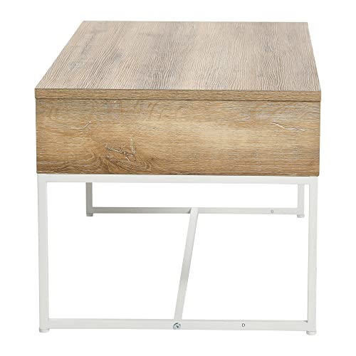 Household Essentials Coastal Oak & Iron Wrap Coffee Table - color: Coastal Oak Finish, style: Coffee Table
