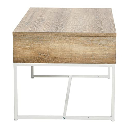 Household Essentials Coastal Oak & Iron Wrap Coffee Table - color: Coastal Oak Finish, style: Coffee Table