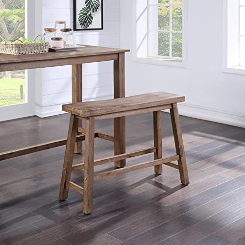 Boraam Sonoma Saddle Bench, 24-Inch, Barnwood Wire-Brush, Model:75025 - color: Barnwood Wire-brush Finish