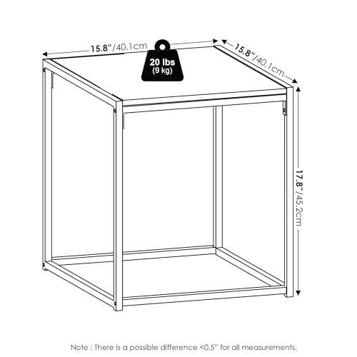 Furinno CAMNUS Side Table Set of 2, Metal Frame End Table, Square Open Design Night Stand, Bedside Table, Easy Assembly, for Living Room, Bedroom, Solid White - color: Solid White/White, size: Set of 2, 15.8" Square
