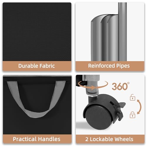 STORAGE MANIAC Rolling Laundry Hamper with Lid, 23.7 Gal (90 L) Large Tall Laundry Basket with Wheels & Handles, Aesthetic Dirty Clothes Hamper for Small Space, Dorm, Apartment, College, Black - color: Black