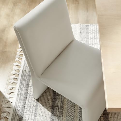 Modway Emory Upholstered Dining Side Chair in Alabaster - Single Armless Slipper Chair - Padded Performance Velvet Accent for Dining Room, Kitchen - color: Alabaster