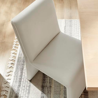 Modway Emory Upholstered Dining Side Chair in Alabaster - Single Armless Slipper Chair - Padded Performance Velvet Accent for Dining Room, Kitchen - color: Alabaster