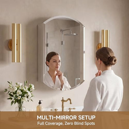 20"x32" Oval Bathroom Medicine Cabinet with Mirror, Reversible installation | Recessed or Surface Mount Medicine Cabinets with Adjustable Glass Shelves, Soft-Closed Hinge, Chrome Aluminum Frame - size: 20" x 32"