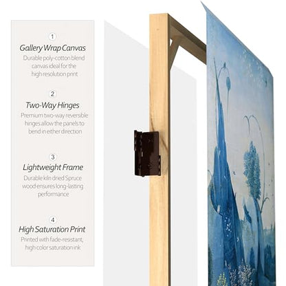 Red Lantern 7 ft. Tall Double Sided Garden of Delights Canvas Room Divider 3 Panel Freestanding Folding Privacy Screen, Partition and Separator for Modern and Contemporary Bedroom, Home Office, Studio - color: Garden of Delights