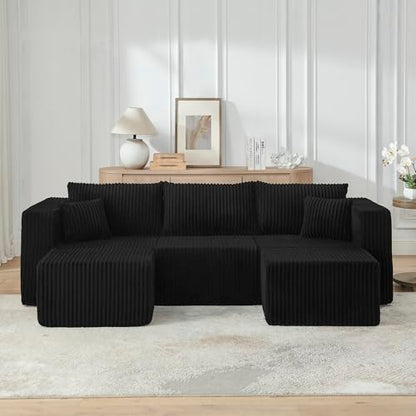 2-Piece Modular Sectional Sofa Foam Black Space-Saving No Assembly Required - color: Black, size: 42x18x17