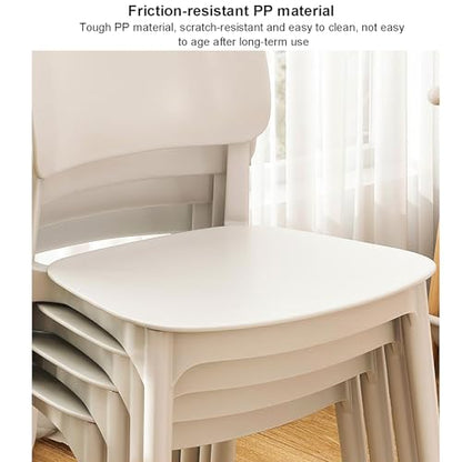 Set of 4/5/6 Plastic Dining Chair, Stackable Kitchen Chairs Modern Armless Side Chairs for Indoor Outdoor Living Room Restaurant, Space-Saving, No Assembly (5 Pack(15x17x31inch), White)