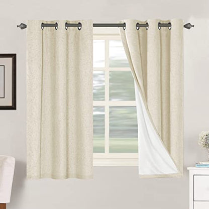 H.VERSAILTEX 100% Blackout Curtains for Bedroom Thermal Insulated Linen Textured Curtains Heat and Full Light Blocking Drapes Living Room Curtains 2 Panel Sets, 42x54 Inch, Bleached Sand - color: Bleached Sand, size: 42"W x 54"L (Pack of 2)