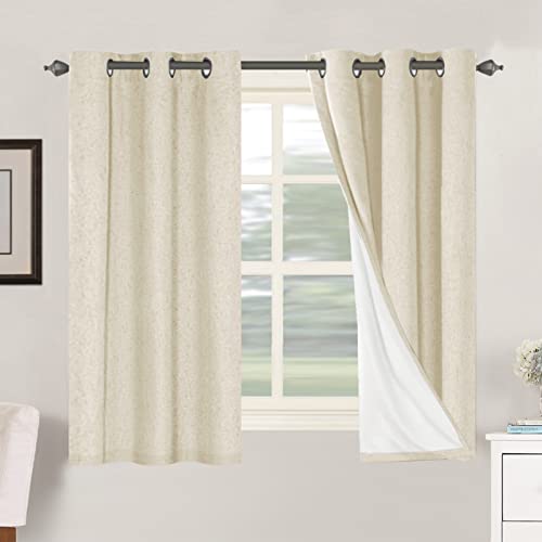 H.VERSAILTEX 100% Blackout Curtains for Bedroom Thermal Insulated Linen Textured Curtains Heat and Full Light Blocking Drapes Living Room Curtains 2 Panel Sets, 42x54 Inch, Bleached Sand - color: Bleached Sand, size: 42"W x 54"L (Pack of 2)