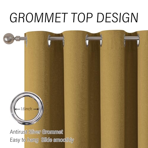 ChrisDowa Golden Brown Blackout Curtains 45 Inches Long 2 Panels for Bedroom - color: Gold Brown, size: 52"W x 45"L (Pack of 2)