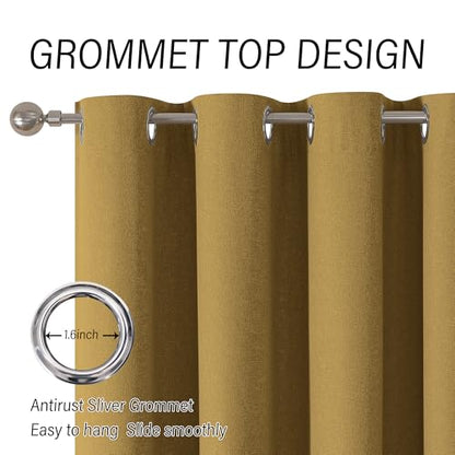 ChrisDowa Golden Brown Blackout Curtains 45 Inches Long 2 Panels for Bedroom - color: Gold Brown, size: 52"W x 45"L (Pack of 2)
