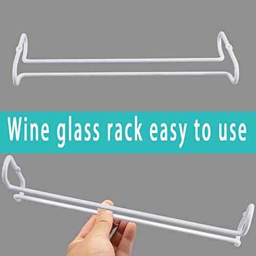 White 4 Wine Glass Rack Under Cabinet Shelf 10 Inch Stemware Storage Hanging Hanger Organizer Glasses Holder with Drying Under Counter Metal for Kitchen and Bar - size: Set of 4 white, style: Double Opening